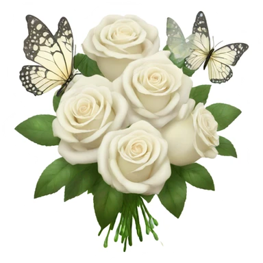 white roses bouquet with butterflies, fairy core sticker