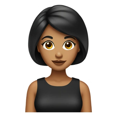 Tanned woman with short black hair wearing 60s style dress and hair sticker