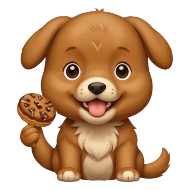 Puppy eating a treat sticker