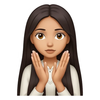 mixed girl with long straight hair rubbing her hands together with a mysterious look on her face  sticker