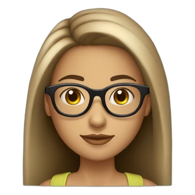 une fille avec de long cheveux noir lisse, la peau blanche ,et avec des lunette (en forme de carrer un peu déformé) assez grosse comparer a ça tête , portant un pull noir sticker