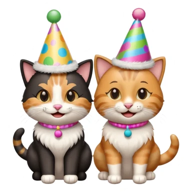 2 happy cats wearing party hats sticker