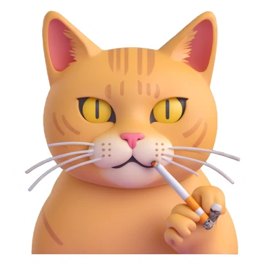 cat with cigarette in mouth staring intensely sticker