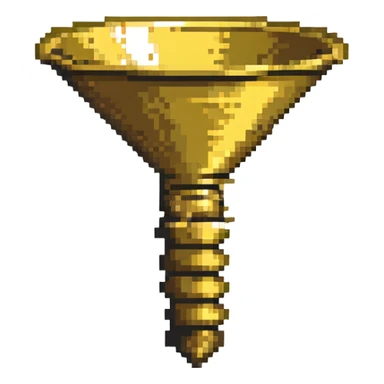 brass funnel from Create mod, Minecraft pixel art style, shiny brass color sticker