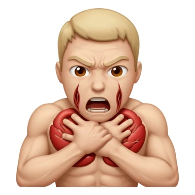 Person choking themselves with angry look an themselves sticker