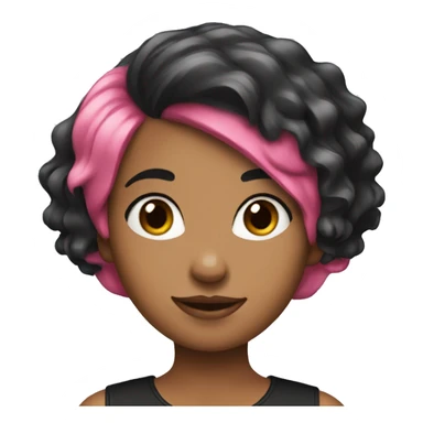 A girl with a black and dark pink skunk haircut sticker