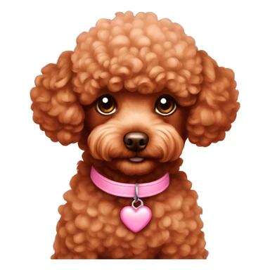 red brown toy poodle pink love sticker