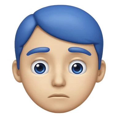Blue emoji keeping hand in lip sticker