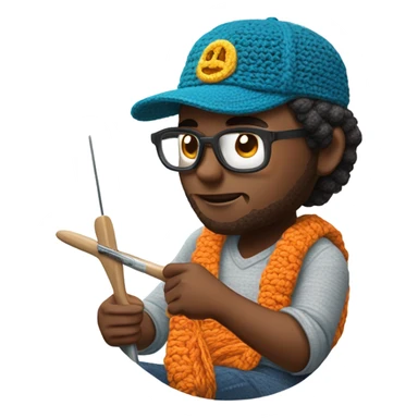 Truck driver crocheting sticker