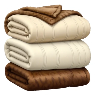 Stack of folded luxury blankets, one cream-colored knit and one brown fur sticker