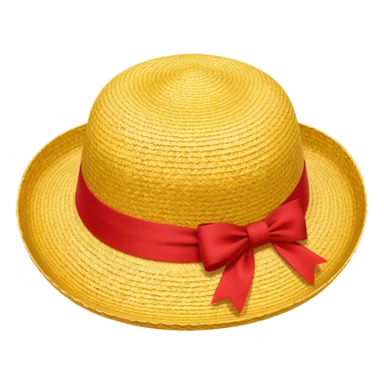 Luffy's iconic straw hat from One Piece, yellow straw hat with red ribbon band sticker