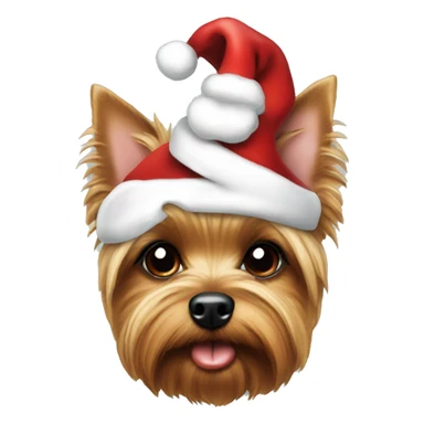 yorkie wearing santa hat sticker