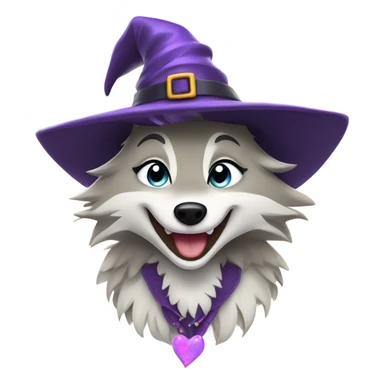 girly wolf dressed as a witch laughing sticker