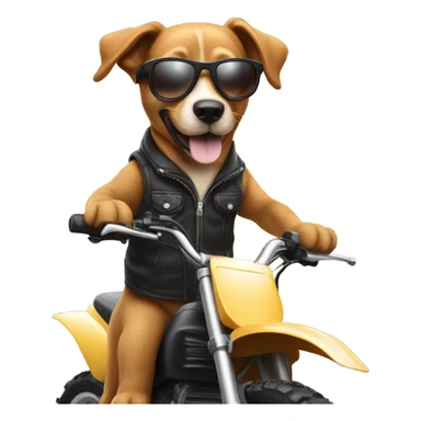 Dog riding a Dirtbike with sunglasses sticker