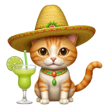 cat  having margarita sticker