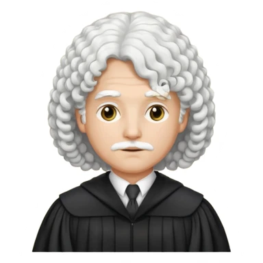 judge with white curly wig sticker