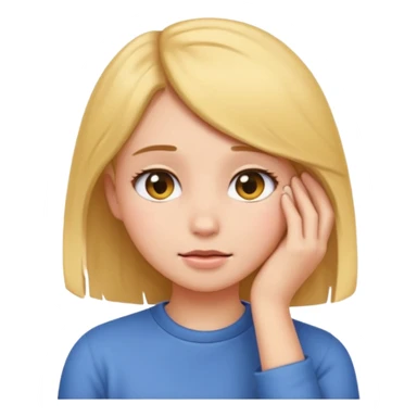 shy girl tucking her hair behind her ear, emoji style sticker