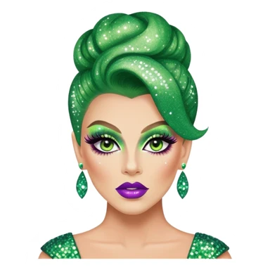 green drag queen glitter sparkles babe girl makeup diva brat sticker