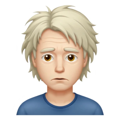 Weak man with disheveled hair sticker