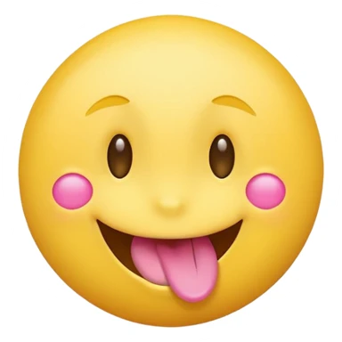 smiling yellow round emoji with pink money signs as eyes, tongue out sticker