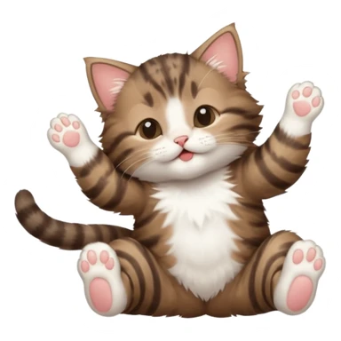 dark brown tabby and white kitten in funny positions upside down with eyes closed sticker