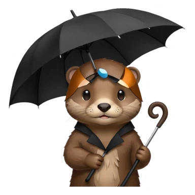 Loutre mignonne avec un parapluie sticker