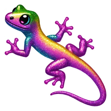 Lisa frank glitter gecko with a lily sticker