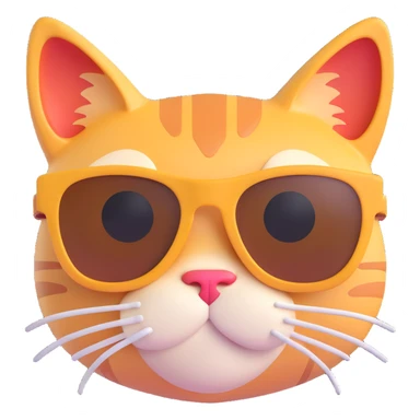 cat wearing sunglasses, 3D emoji style sticker