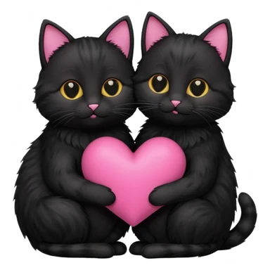 two black cats love, pink heart sticker