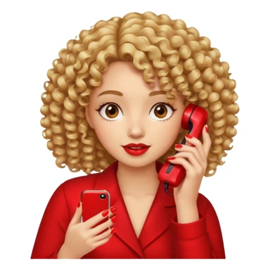 یک دختر مو فرفری که داره برای مشتریش ناخن میزاره و همزمان داره با تلفن صحبت میکنه sticker