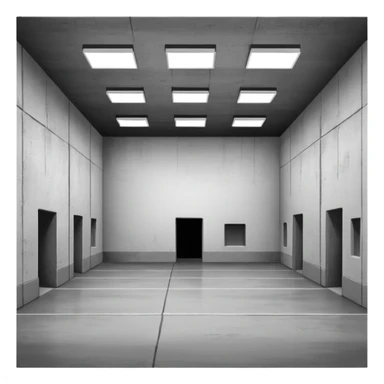 a 2d warehouse in black and white for a report sticker