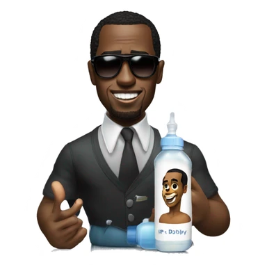 p diddy with a baby oil bottle sticker