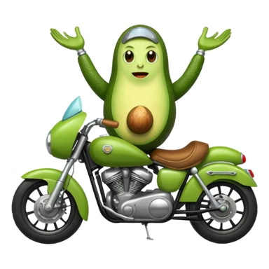 Aguacate con piernas manos y una moto sticker