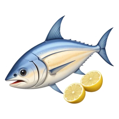 cooked swordfish with lemon slice sticker