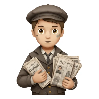 Victorian era poor paper boy sticker