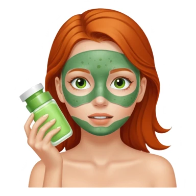 White girl with freackles doing skincare mask sticker