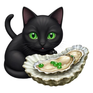 Black cat eating oyster sticker