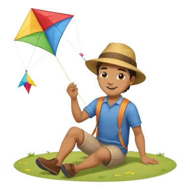 man making a kite. in the ground sticker