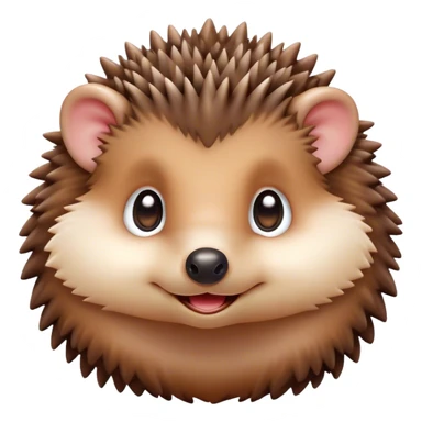 Cinematic Cute Hedgehog Portrait Emoji, Head tilted playfully and inquisitively, featuring a fluffy, spiky brown Fur with an irresistibly cute, round face and tiny ears, round, sparkling eyes filled with curious wonder, Simplified yet irresistibly adorable features, highly detailed, glowing with a warm, friendly glow, high shine, affectionate and quirky, stylized with a touch of woodland whimsy, bright and endearing, soft glowing outline, capturing the essence of a mischievous yet loving hedgehog, so playful it feels like it could roll out of the screen and into your arms! sticker