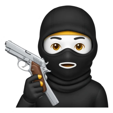 Un emoji con una balaclava negra con una pistola en la mano sticker