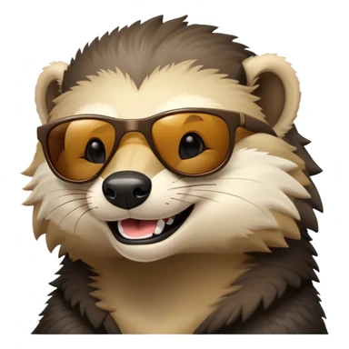 friendly anthropomorphised honey badger head wearing sunglasses sticker