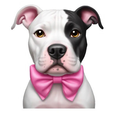 Black and White Pitbull with Pink Bow on Head sticker