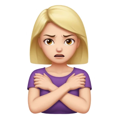 Angry Woman with her Arms crossed holding her neck sticker