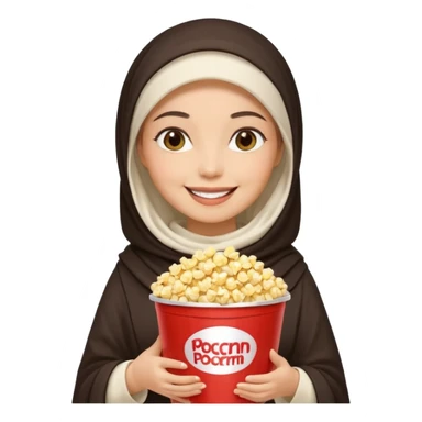 a hiịab holding a bucket of popcorn sticker