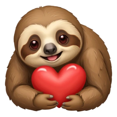 Perezoso con 2 corazones al lado izquierdo de la cara y un corazón al lado derecho la cara y los ojos serrados sonriendo como enamorado sticker