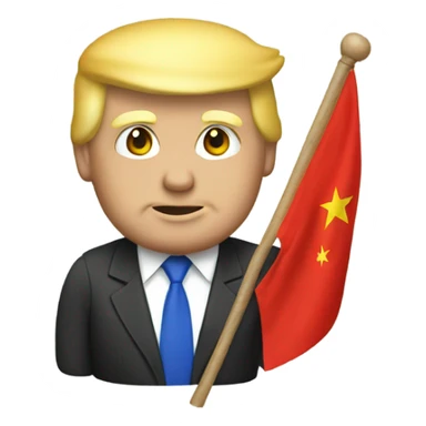 Donald Trump holding a Chinese Flag  sticker