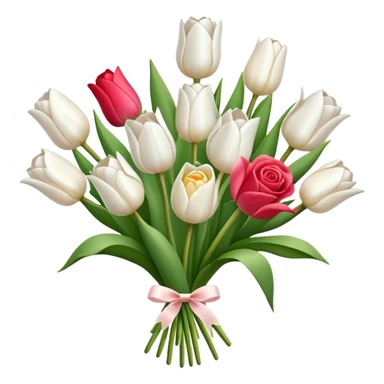 White Tulip and rose bouquet  sticker