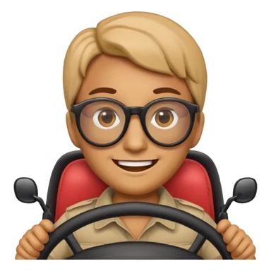 An emoji head with driving glasses, variation 6. sticker