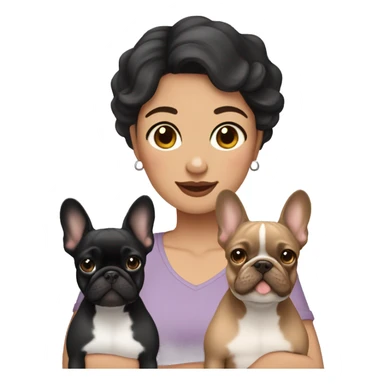 Dark hair light skin mom with two frenchie sticker