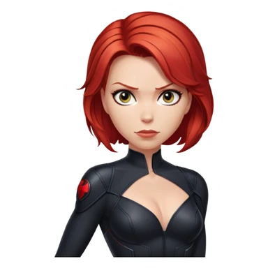 Black Widow superhero from Avengers with red hair, black bodysuit sticker